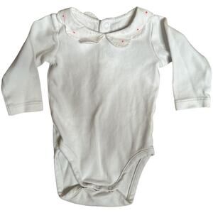 Jacadi Paris Baby Girls Long Sleeve White Bodysuit - 6 Months